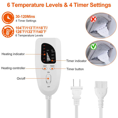 Electric Foot Warmer Pad – 6 Heat Levels, Ultra-Soft