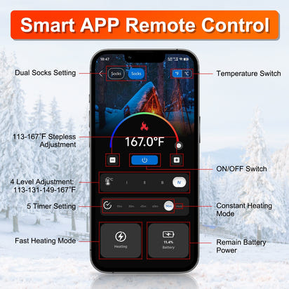 Heated Socks – 5000mAh Rechargeable Battery (App-Controlled)