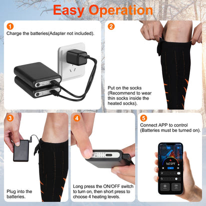 Heated Socks – 5000mAh Rechargeable Battery (App-Controlled)