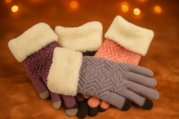 Winter knitted gloves