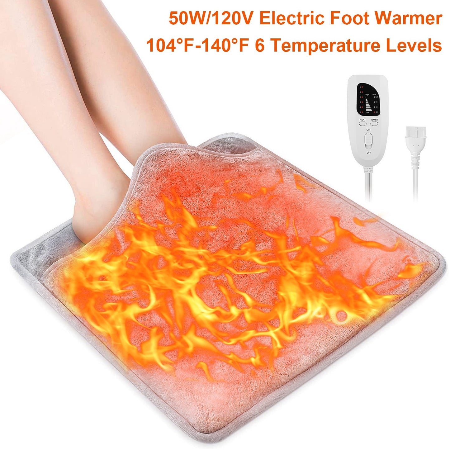 Electric Foot Warmer Pad – 6 Heat Levels, Ultra-Soft
